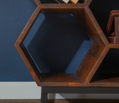 Coram Brown Wood Geometric Bookshelf by Powell