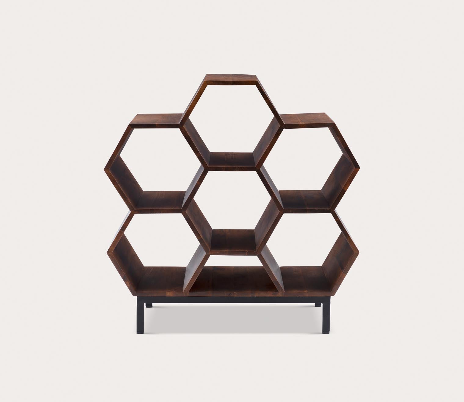 Coram Brown Wood Geometric Bookshelf by Powell