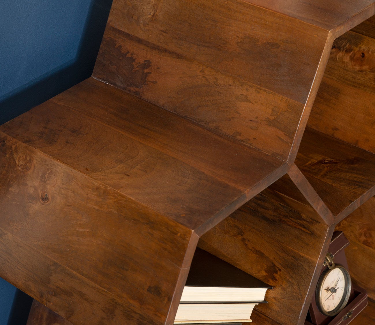 Coram Brown Wood Geometric Bookshelf by Powell