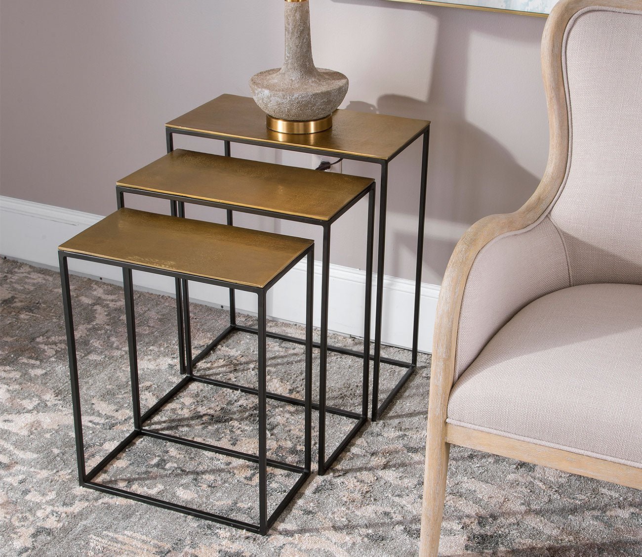 Coreene Gold Nesting Tables Set of 3