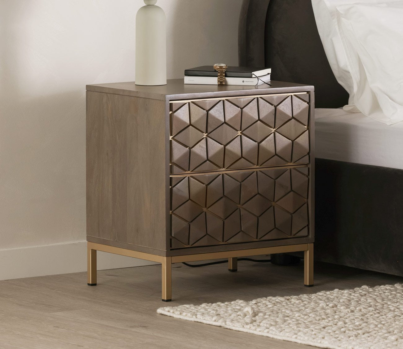 Corolla Mango Wood 2-Drawer Nightstand
