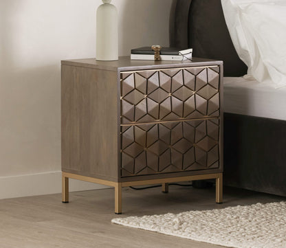 Corolla Mango Wood 2-Drawer Nightstand by Moe's Furniture