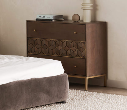 Corolla Mango Wood 3-Drawer Chest by Moe's Furniture