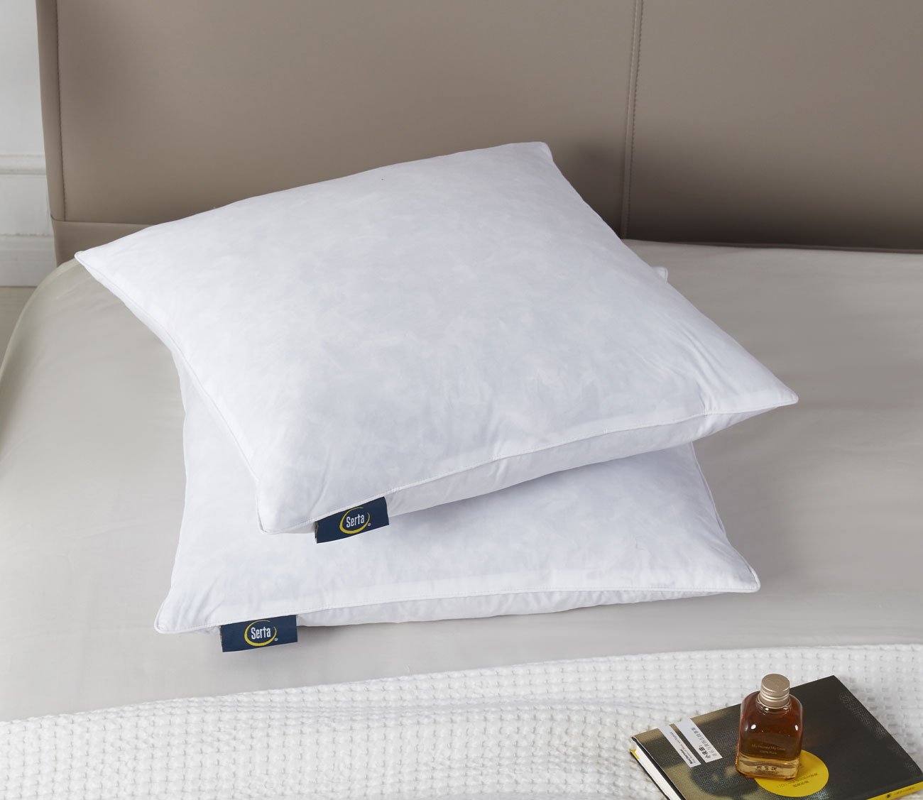 Cotton Medium Firm Decorative Square Feather Pillow 2-Pack