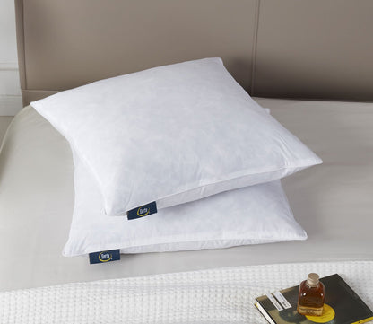 Cotton Medium Firm Decorative Square Feather Pillow 2-Pack by Serta