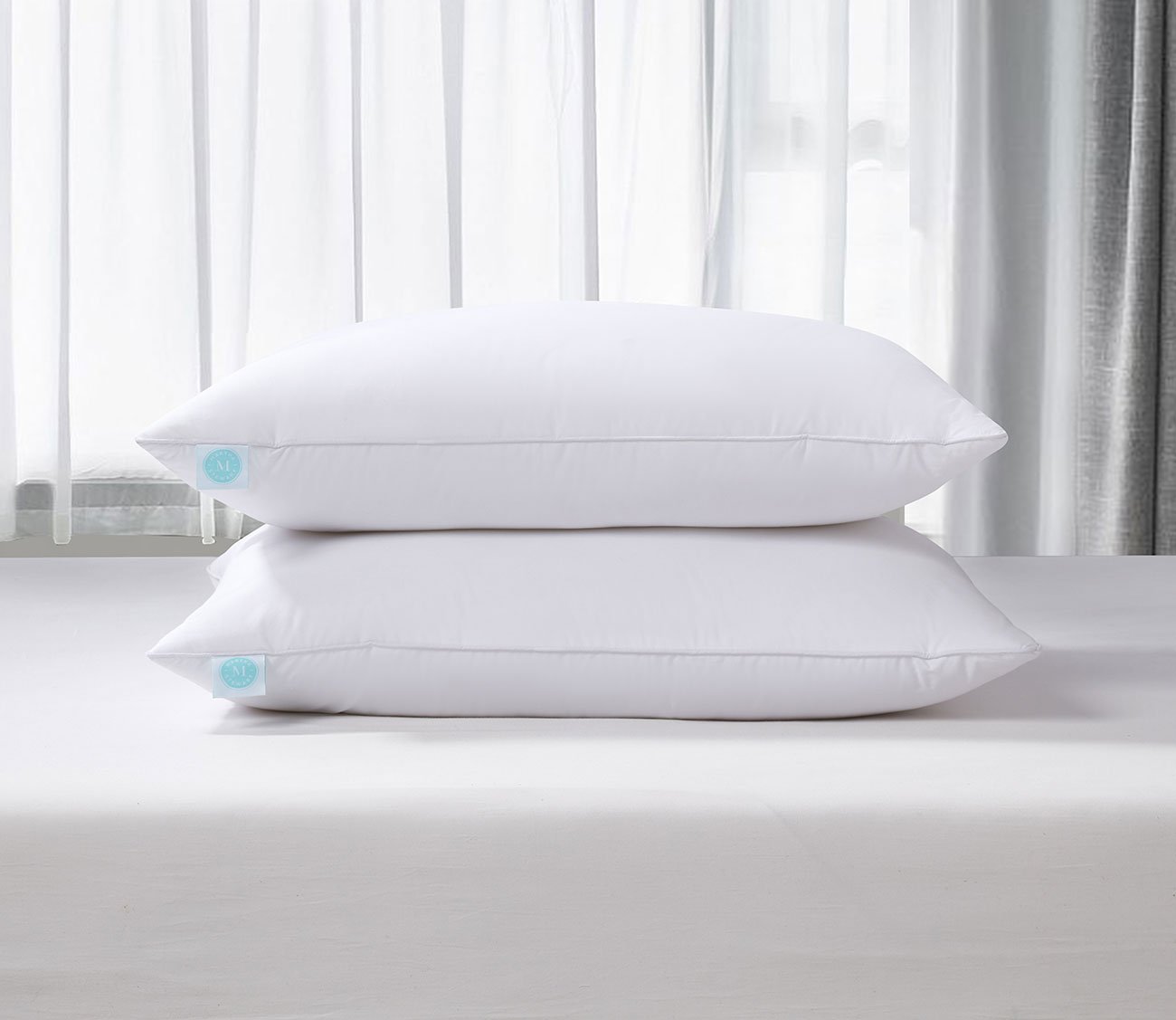 Cotton Tencel Blend Medium Firm Feather and Down Pillow 2-Pack