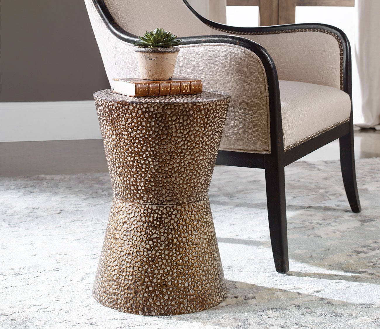 Cutler Drum Shaped Accent Table