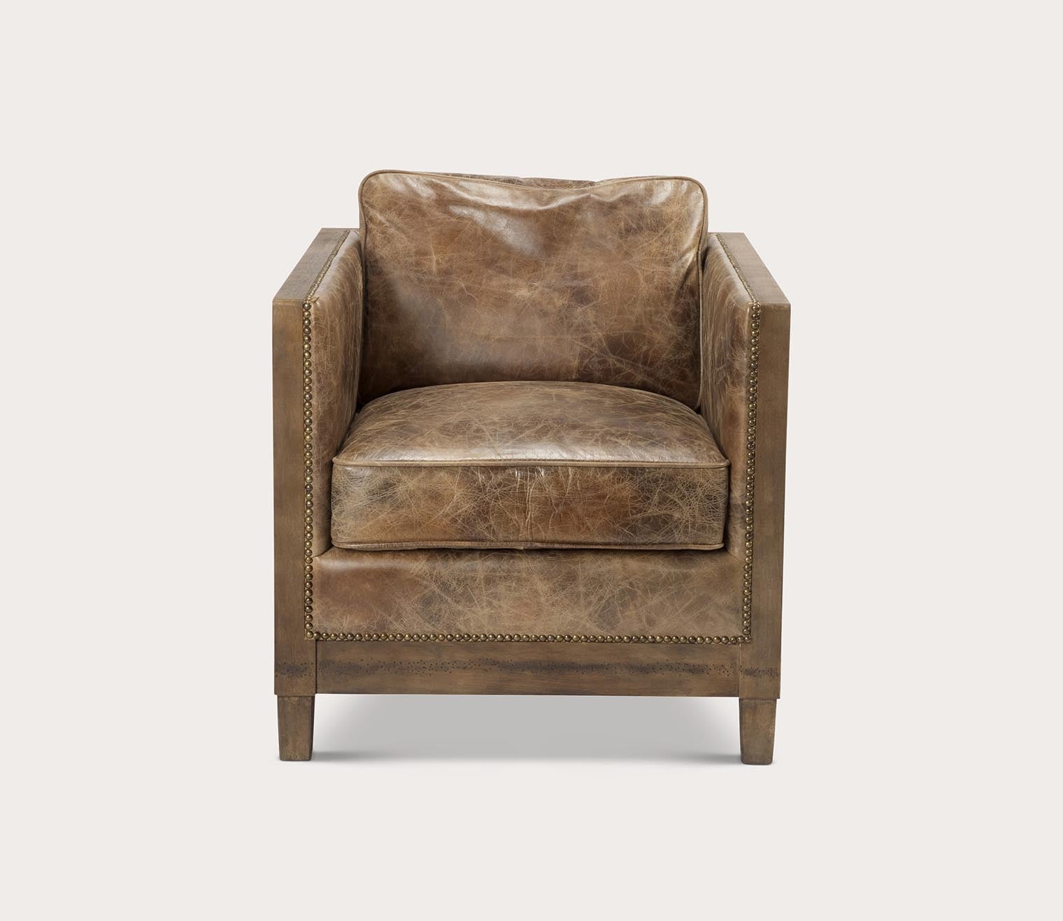 Darlington Grazed Brown Genuine Leather Club Chair