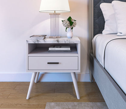 Davita Marble Top Storage Nightstand by Arkotec