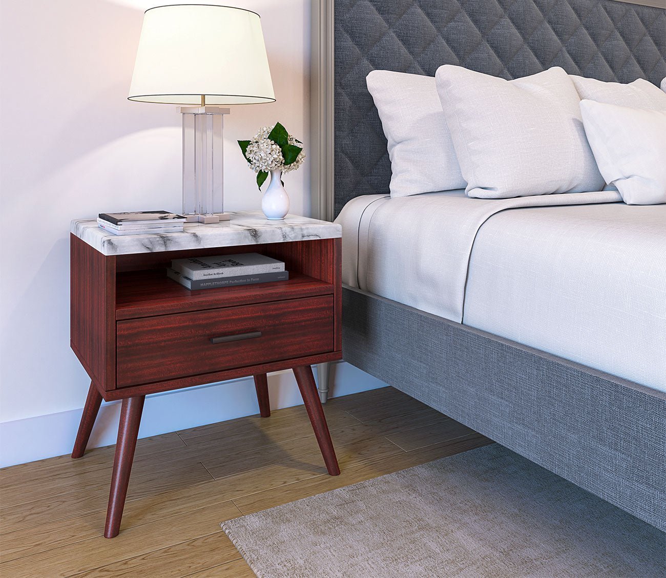Davita Marble Top Storage Nightstand