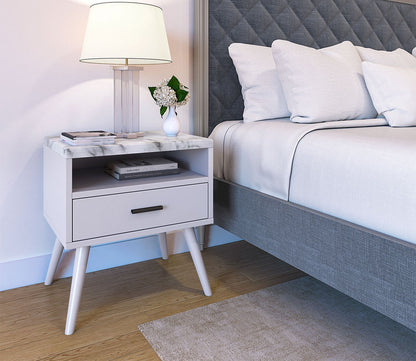 Davita Marble Top Storage Nightstand by Arkotec
