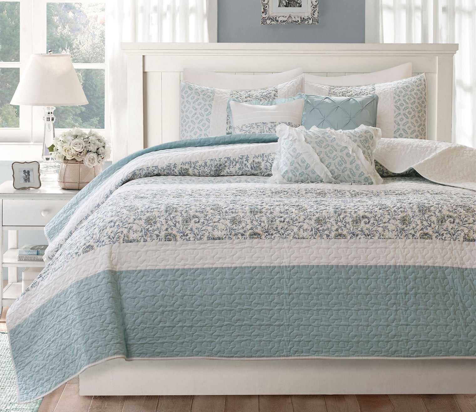 Dawn Reversible Paisley Print Cotton Percale 6-Piece Coverlet Set by Madison Park