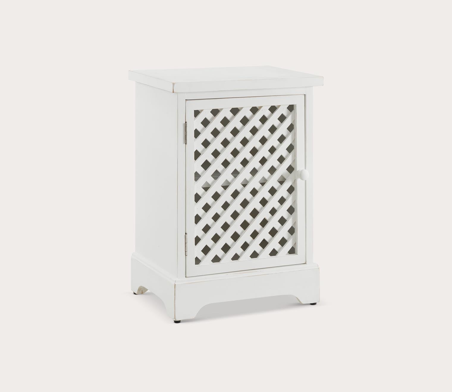 Delaney White Lattice Cutout 1-Door Cabinet by Powell