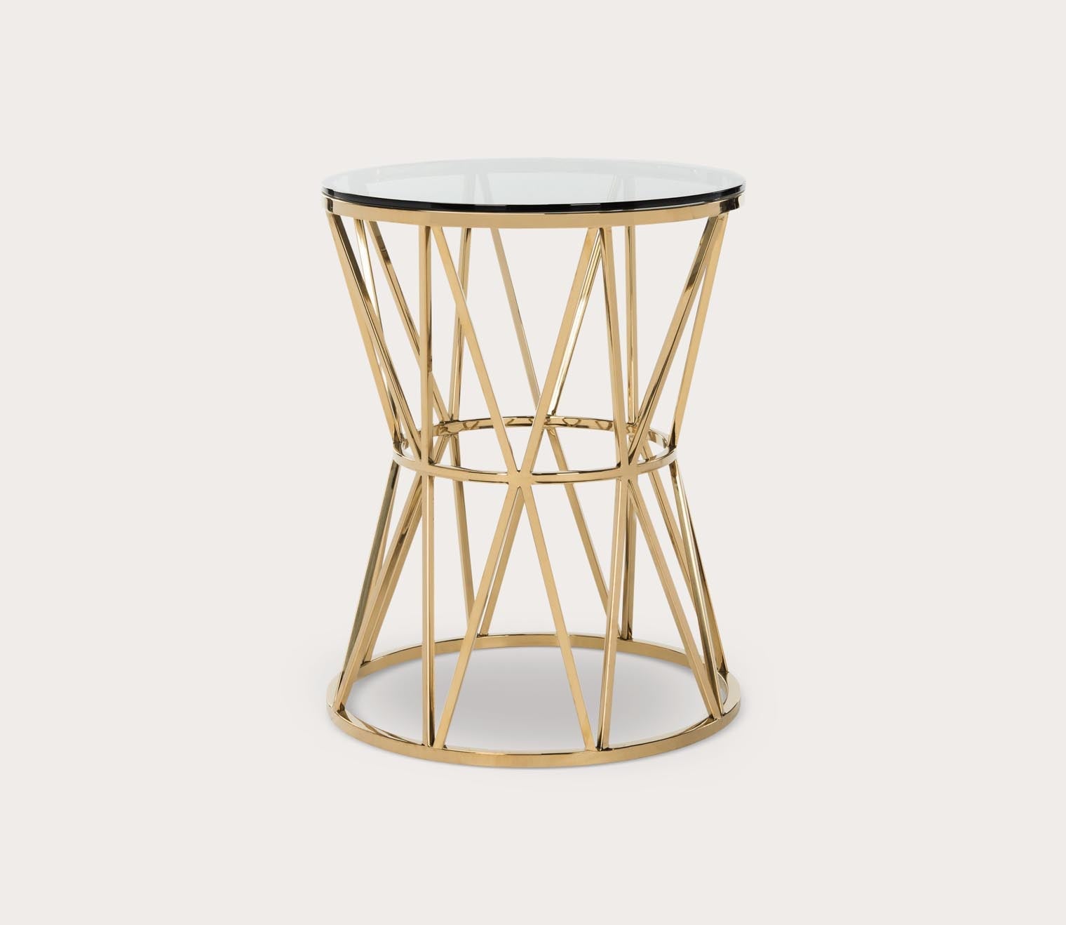 Delsy Glass Top Gold Frame End Table by Safavieh