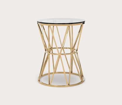 Delsy Glass Top Gold Frame End Table by Safavieh