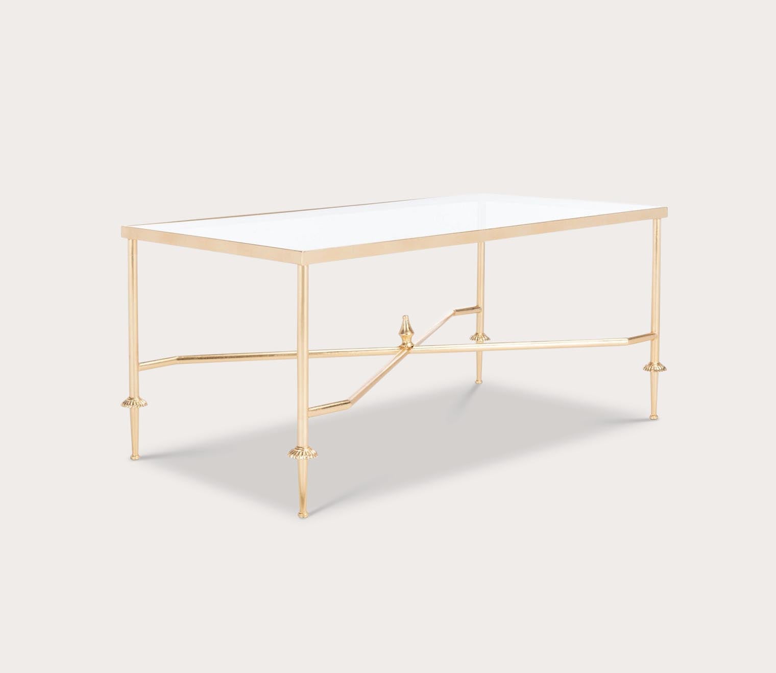 Devi Rectangular Gold Leaf Metal Coffee Table by Safavieh