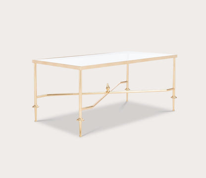 Devi Rectangular Gold Leaf Metal Coffee Table by Safavieh