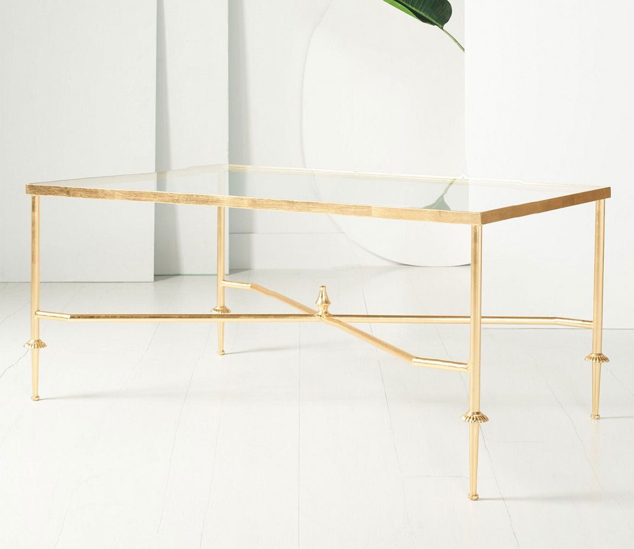 Devi Rectangular Gold Leaf Metal Coffee Table