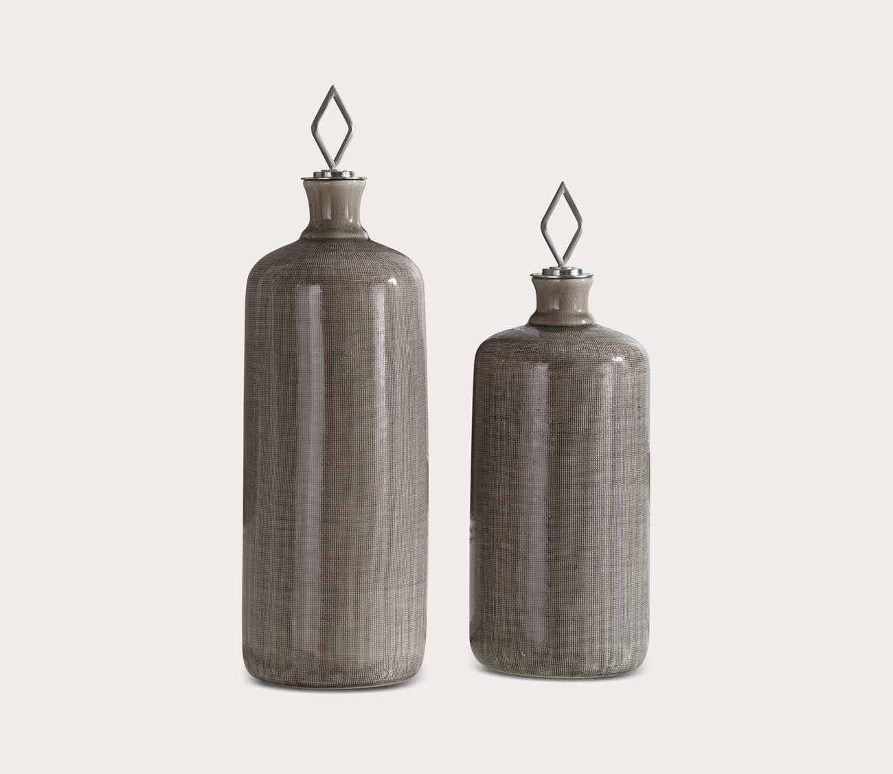 Dhara Taupe Glaze Bottles Set of 2 by Uttermost
