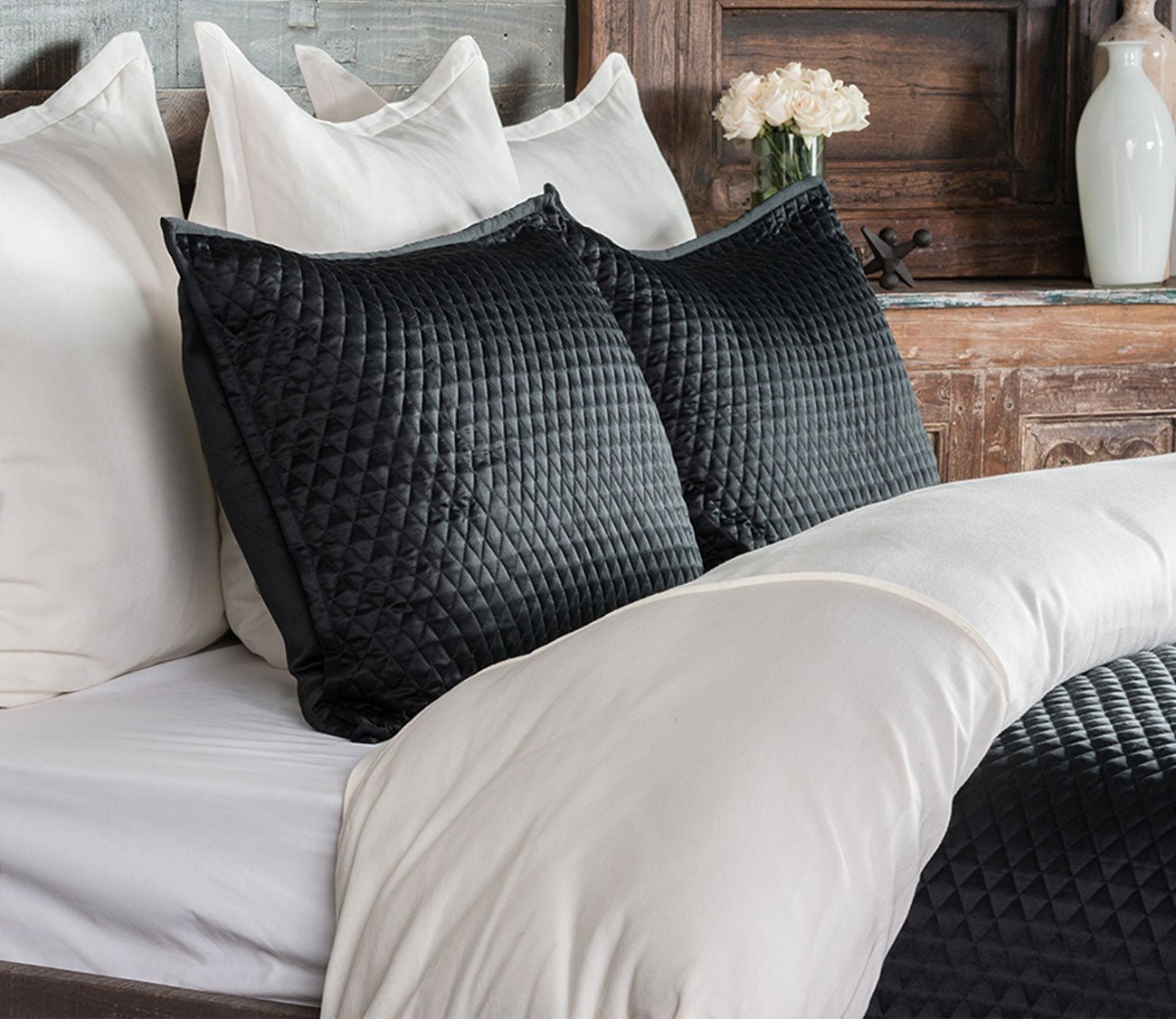 Diamond Onyx Sateen Quilted Pillow Sham