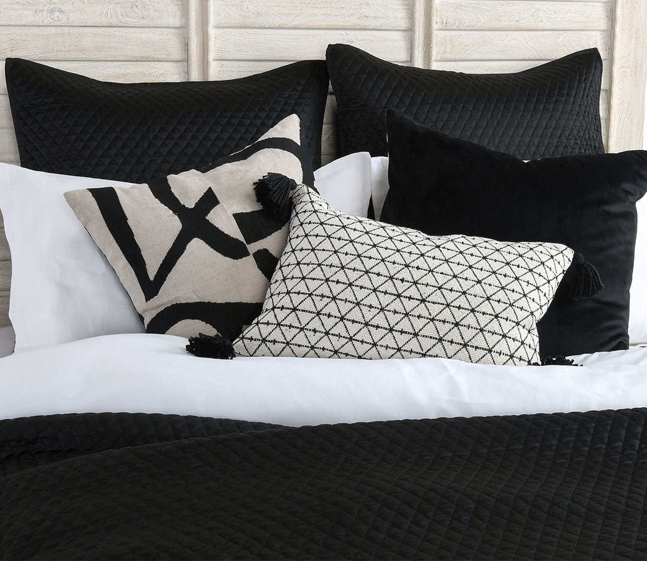 Diamond Onyx Sateen Quilted Pillow Sham by Villa by Classic Home