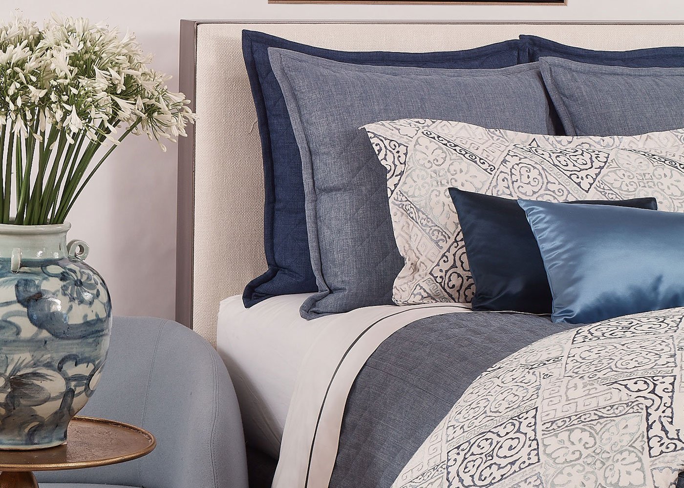 Diamond Quilted Faux Linen Coverlet and Euro Sham Set
