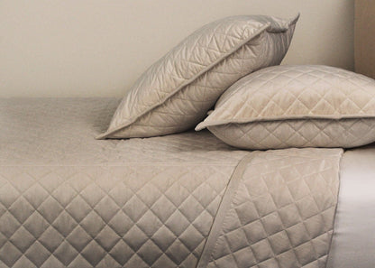 Diamond Quilted Velvet Coverlet and Euro Sham Set by Ann Gish