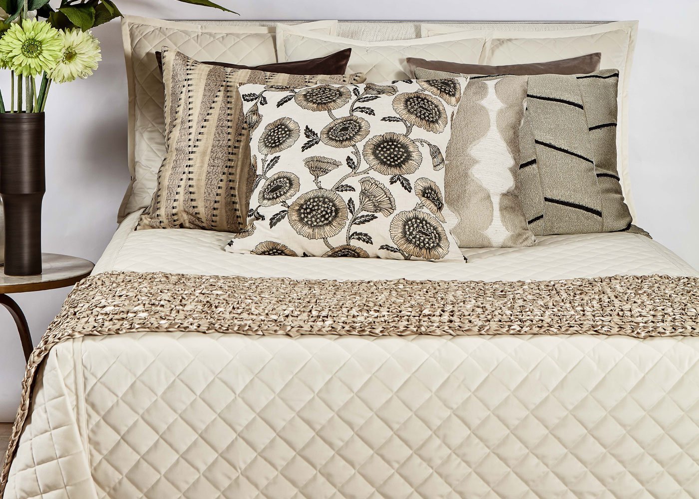 Diamond Quilted Velvet Coverlet and Euro Sham Set by Ann Gish