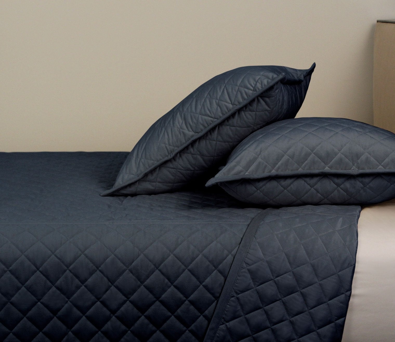 Diamond Quilted Velvet Coverlet and Euro Sham Set