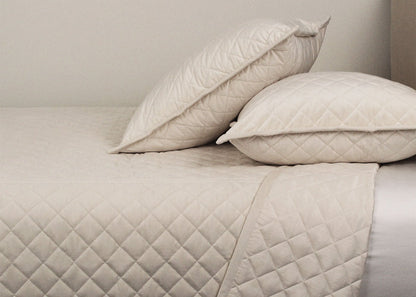 Diamond Quilted Velvet Coverlet and Euro Sham Set by Ann Gish