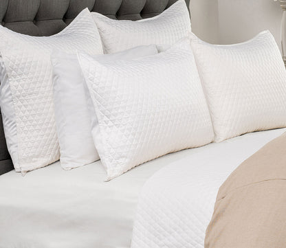 Diamond White Sateen Quilted Pillow Sham by Villa by Classic Home