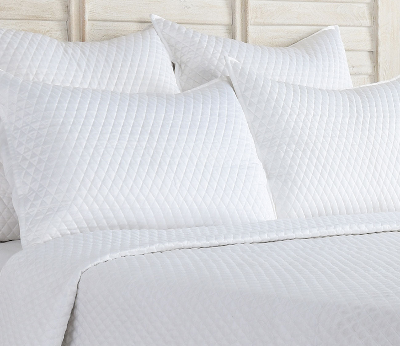 Diamond White Sateen Quilted Pillow Sham