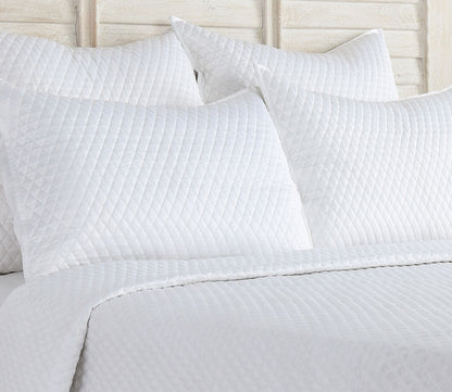 Diamond White Sateen Quilted Pillow Sham by Villa by Classic Home