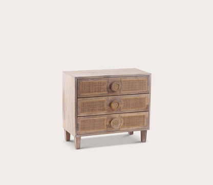 Dobby Cane Inset Mango Wood 3-Drawer Dresser by Moe's Furniture