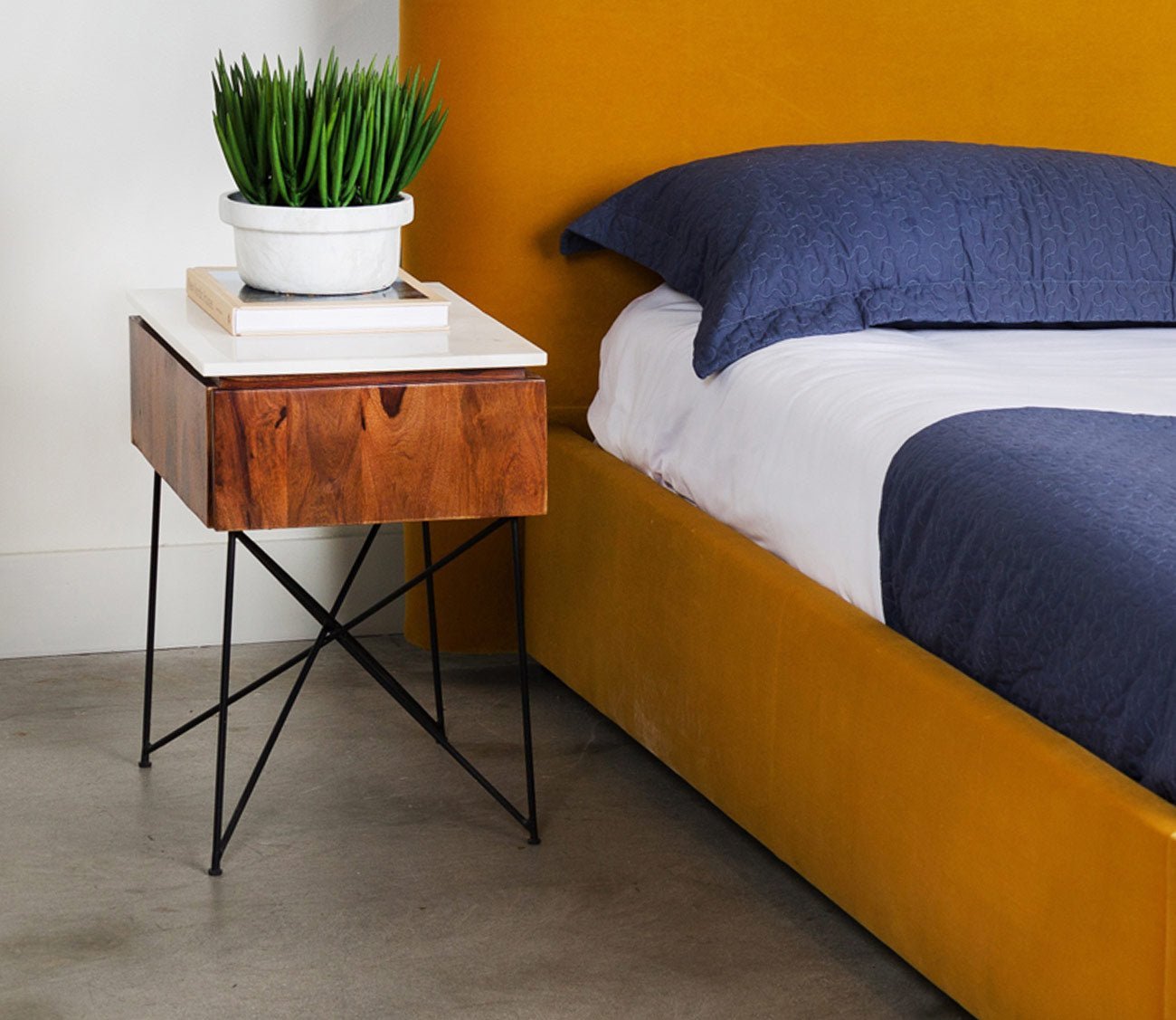 Dominic Marble Top 1-Drawer Nightstand by Moe's Furniture