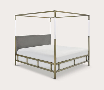 Dorothy Velvet Upholstered Acrylic Canopy Bed by Safavieh