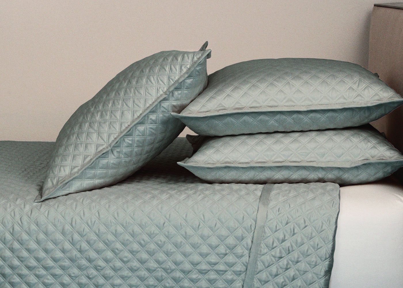 Double Diamond Quilted Coverlet and Euro Sham Set in 5 Colors by Ann Gish