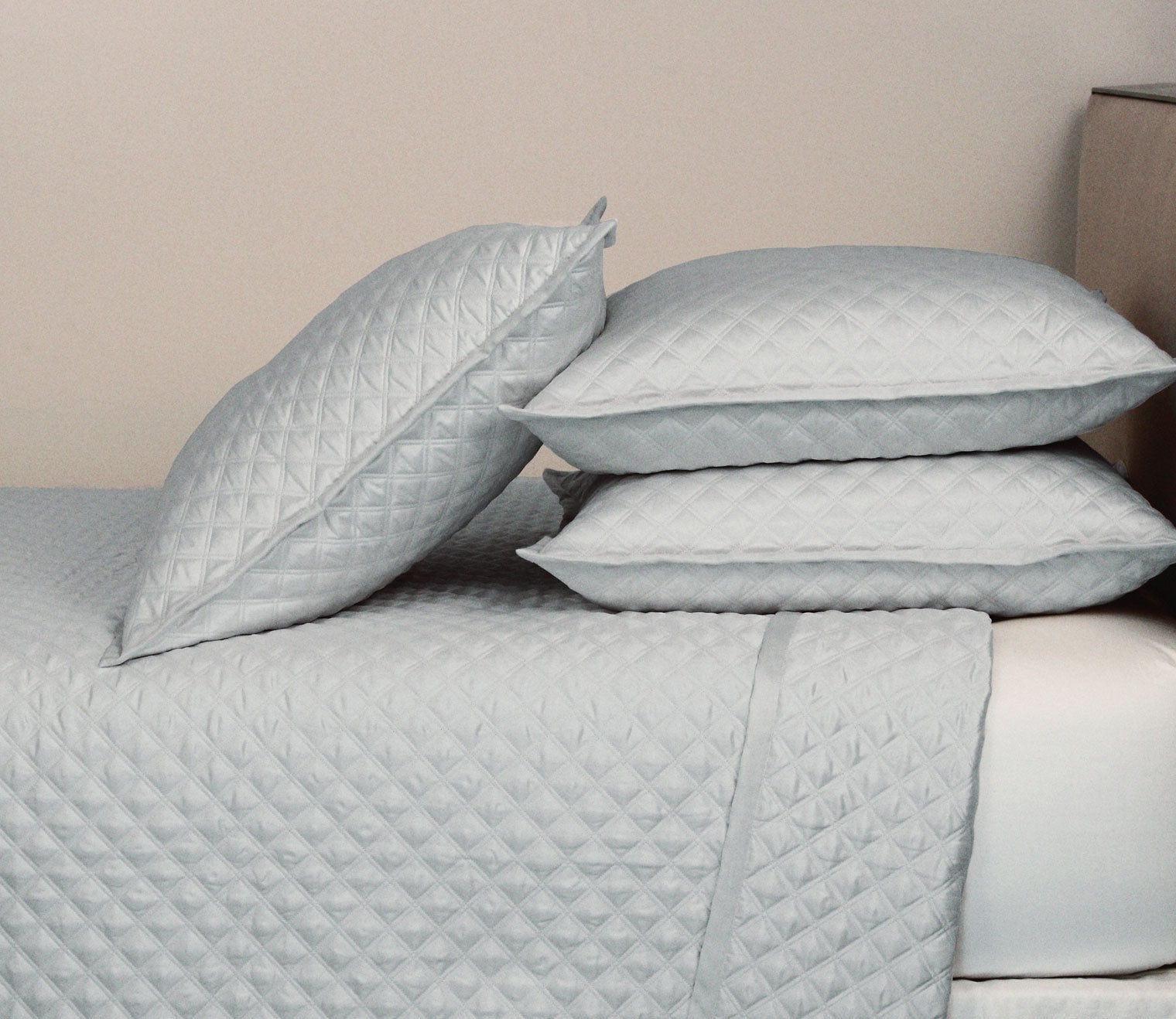 Double Diamond Quilted Coverlet and Euro Sham Set in 5 Colors