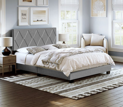 Dublin Diamond Tufted Linen Fabric Platform Bed by Arkotec