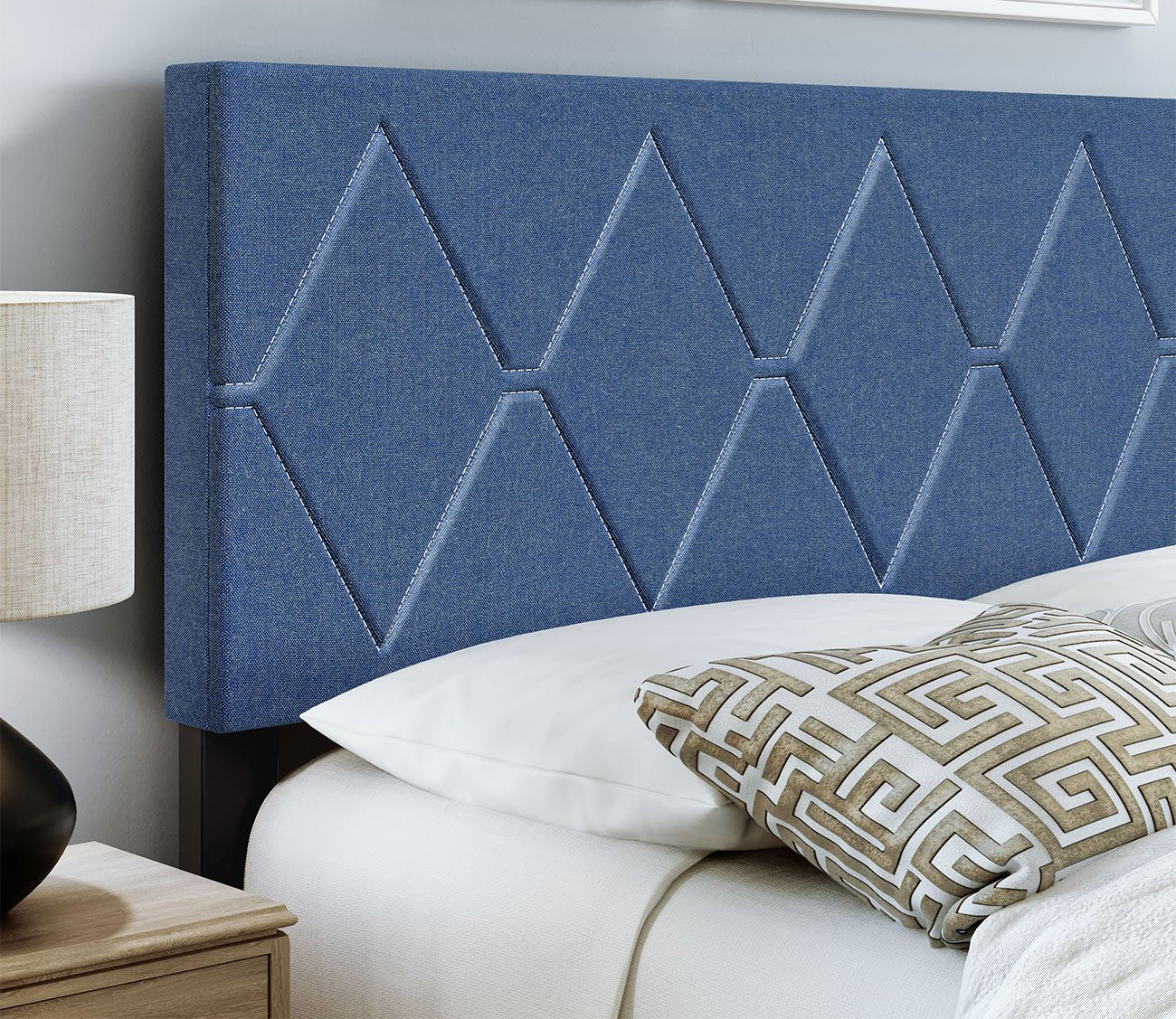 Dublin Diamond Tufted Linen Fabric Platform Bed by Arkotec