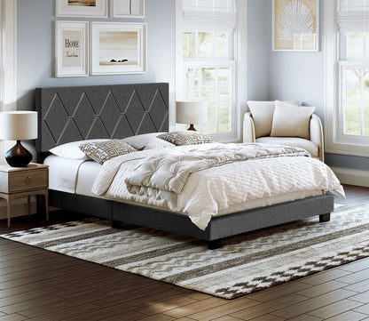 Dublin Diamond Tufted Linen Fabric Platform Bed by Arkotec