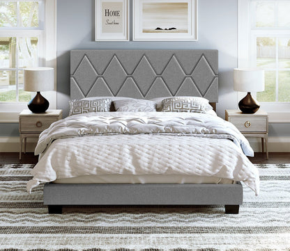 Dublin Diamond Tufted Linen Fabric Platform Bed by Arkotec
