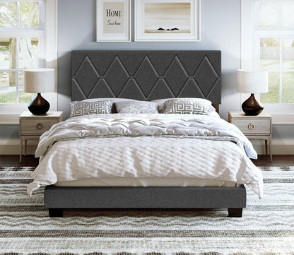 Dublin Diamond Tufted Linen Fabric Platform Bed by Arkotec