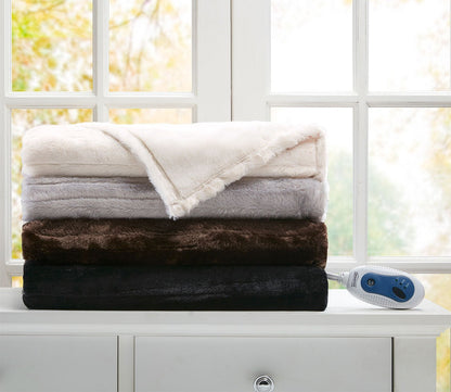 Duke Faux Fur Heated Throw Blanket by Beautyrest