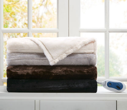 Duke Faux Fur Heated Throw Blanket by Beautyrest