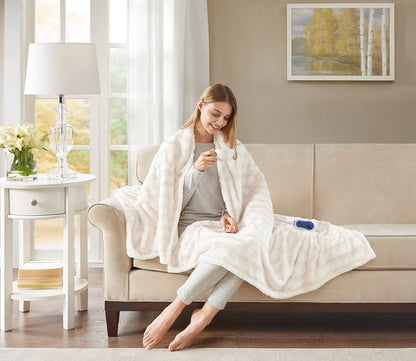 Duke Faux Fur Heated Throw Blanket by Beautyrest