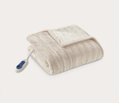 Duke Faux Fur Heated Throw Blanket by Beautyrest