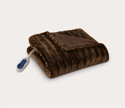 Duke Faux Fur Heated Throw Blanket by Beautyrest