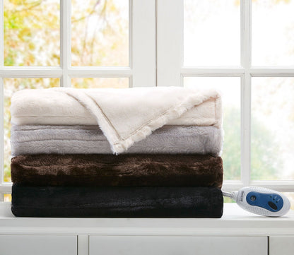 Duke Faux Fur Heated Throw Blanket by Beautyrest