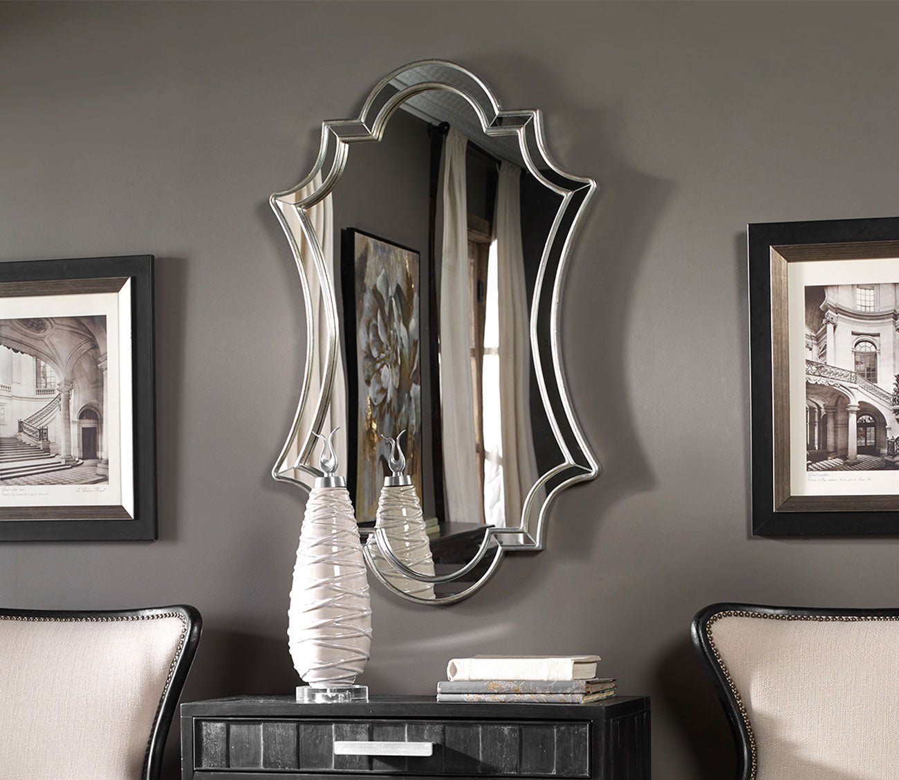 Elara Antiqued Silver Wall Mirror